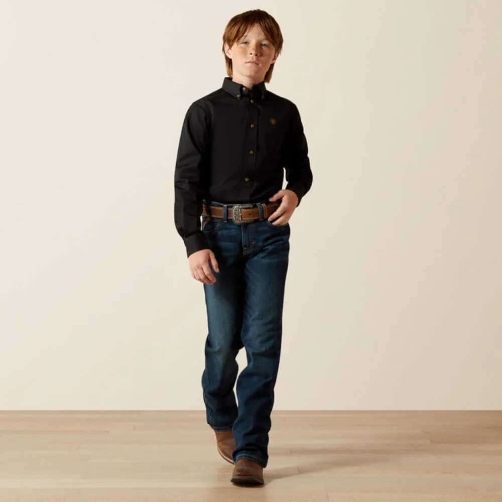 Ariat Boys Solid Black Twilll Classic Fit Shirt - 10030161 - Image 3