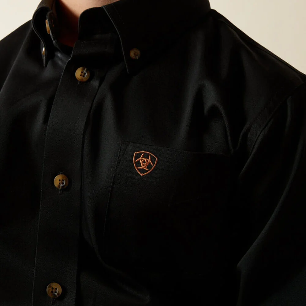 Ariat Boys Solid Black Twilll Classic Fit Shirt - 10030161 - Image 4