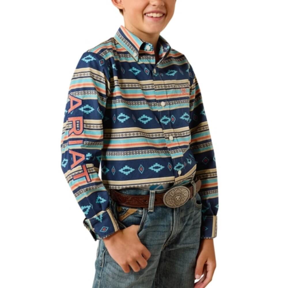 Ariat Boys Team Jet Shirt Navy/Orange - 10071171