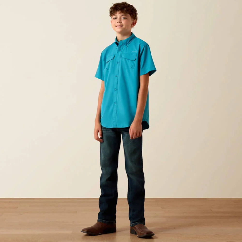 Ariat Boys VentTEK Outbound Shirt Blue Moon Turquoise - 10073499 - Image 3