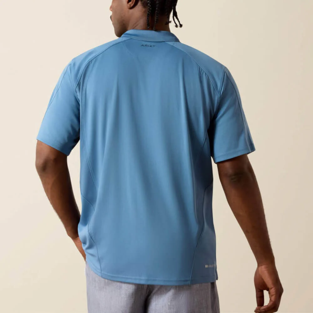 Ariat Mens AC Classic Fit Polo Shirt Captain's Blue - 10071427 - Image 2