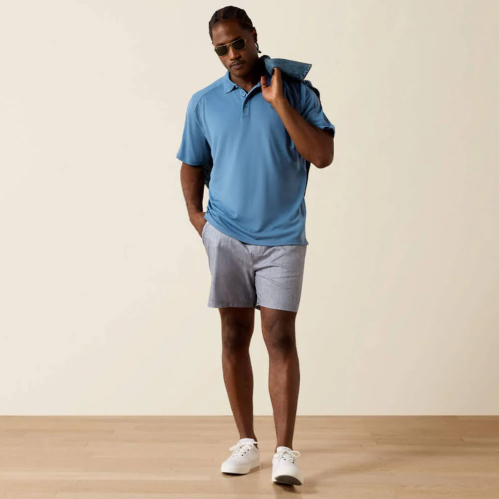 Ariat Mens AC Classic Fit Polo Shirt Captain's Blue - 10071427 - Image 3