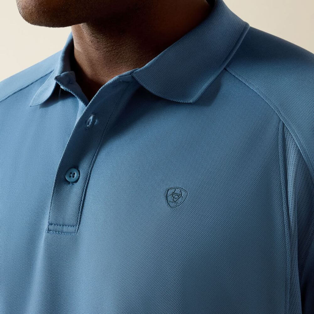 Ariat Mens AC Classic Fit Polo Shirt Captain's Blue - 10071427 - Image 5