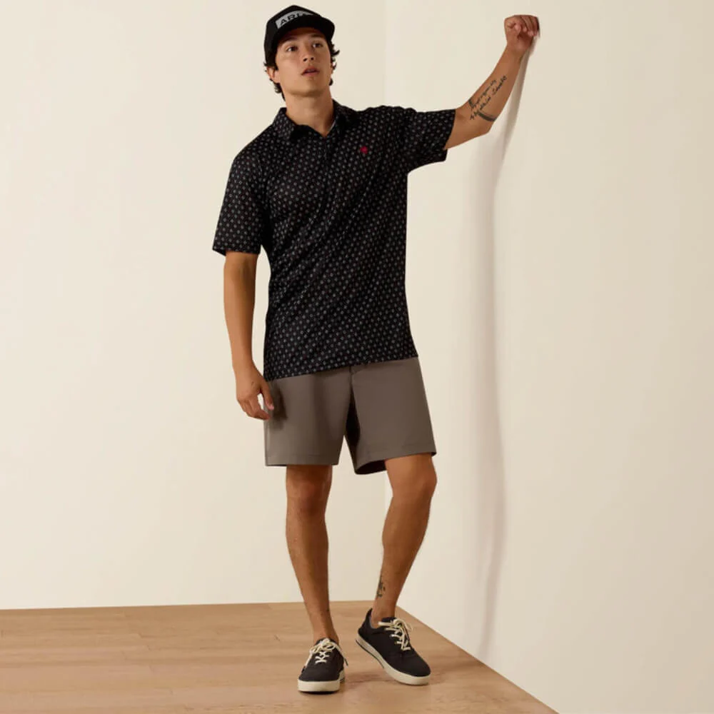 Ariat Mens All Over Print Polo Shirt Black Multi Geo Print - 10076069 - Image 3