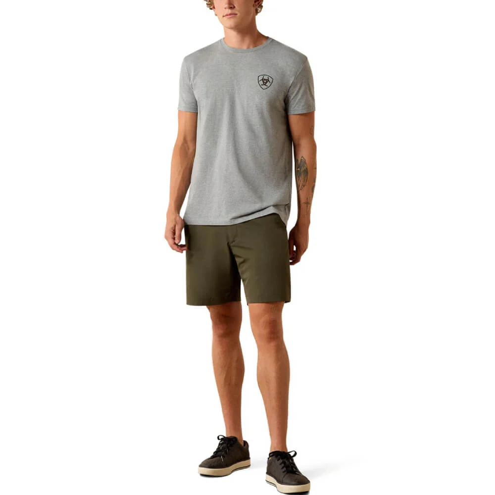 Ariat Mens Banner Badge Graphic T-Shirt Ice Berg Grey - 10073955 - Image 3