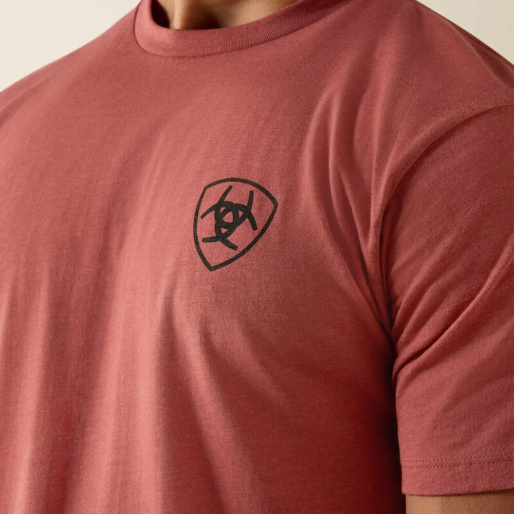 Ariat Mens Banner Badge T-Shirt Red Clay Heather - 10073957 - Image 4