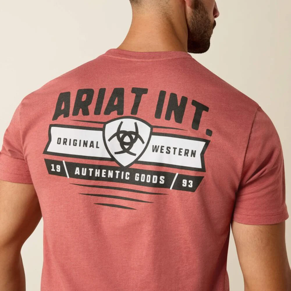 Ariat Mens Banner Badge T-Shirt Red Clay Heather - 10073957 - Image 5