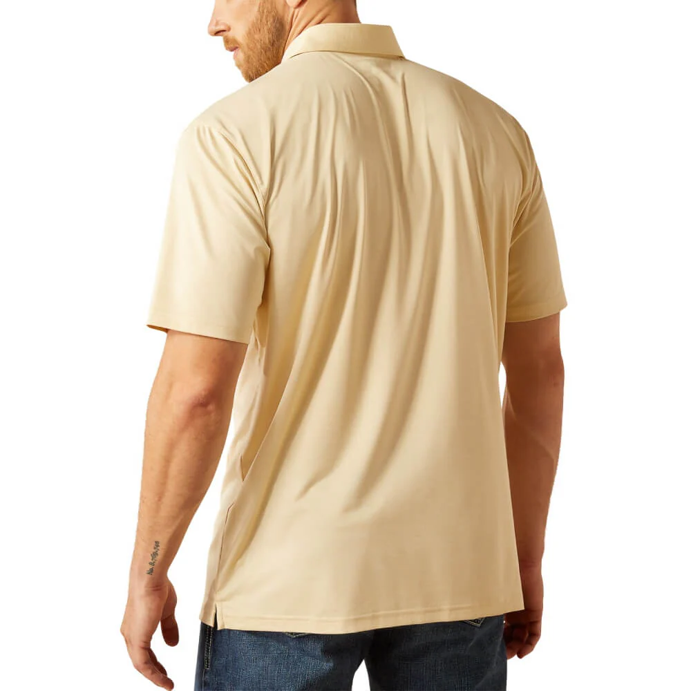 Ariat Mens Charger 2.0 Fitted Polo Shirt Bleached Sand - 10058790 - Image 2