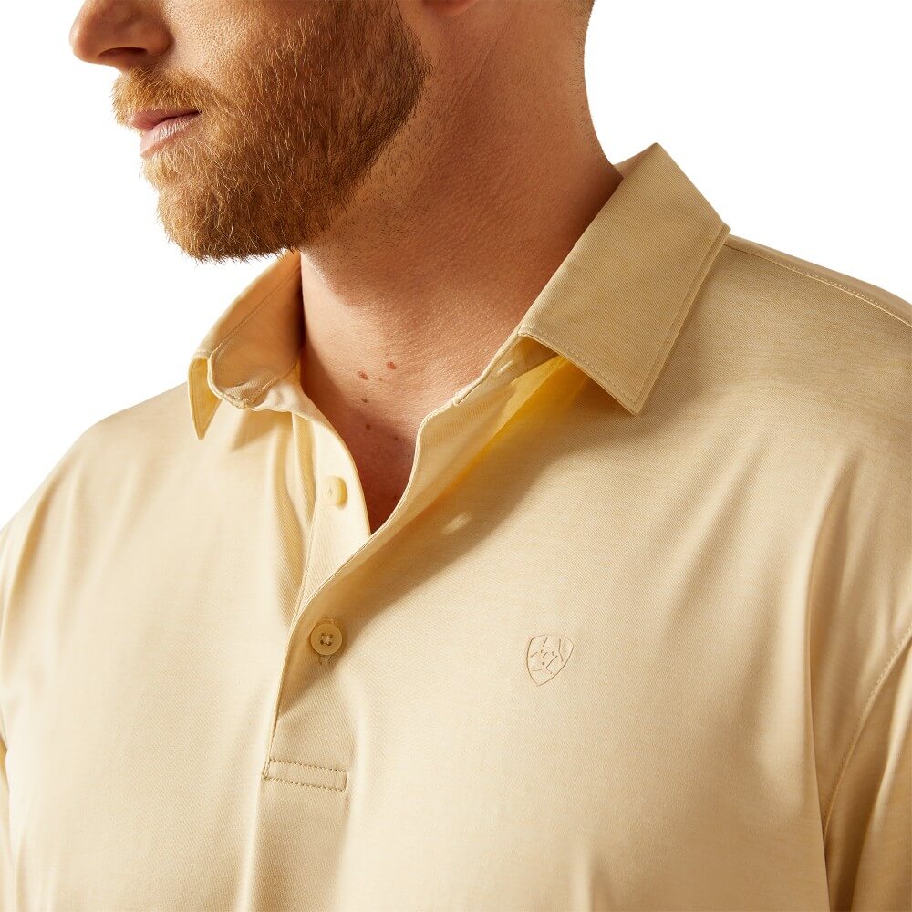Ariat Mens Charger 2.0 Fitted Polo Shirt Bleached Sand - 10058790 - Image 4