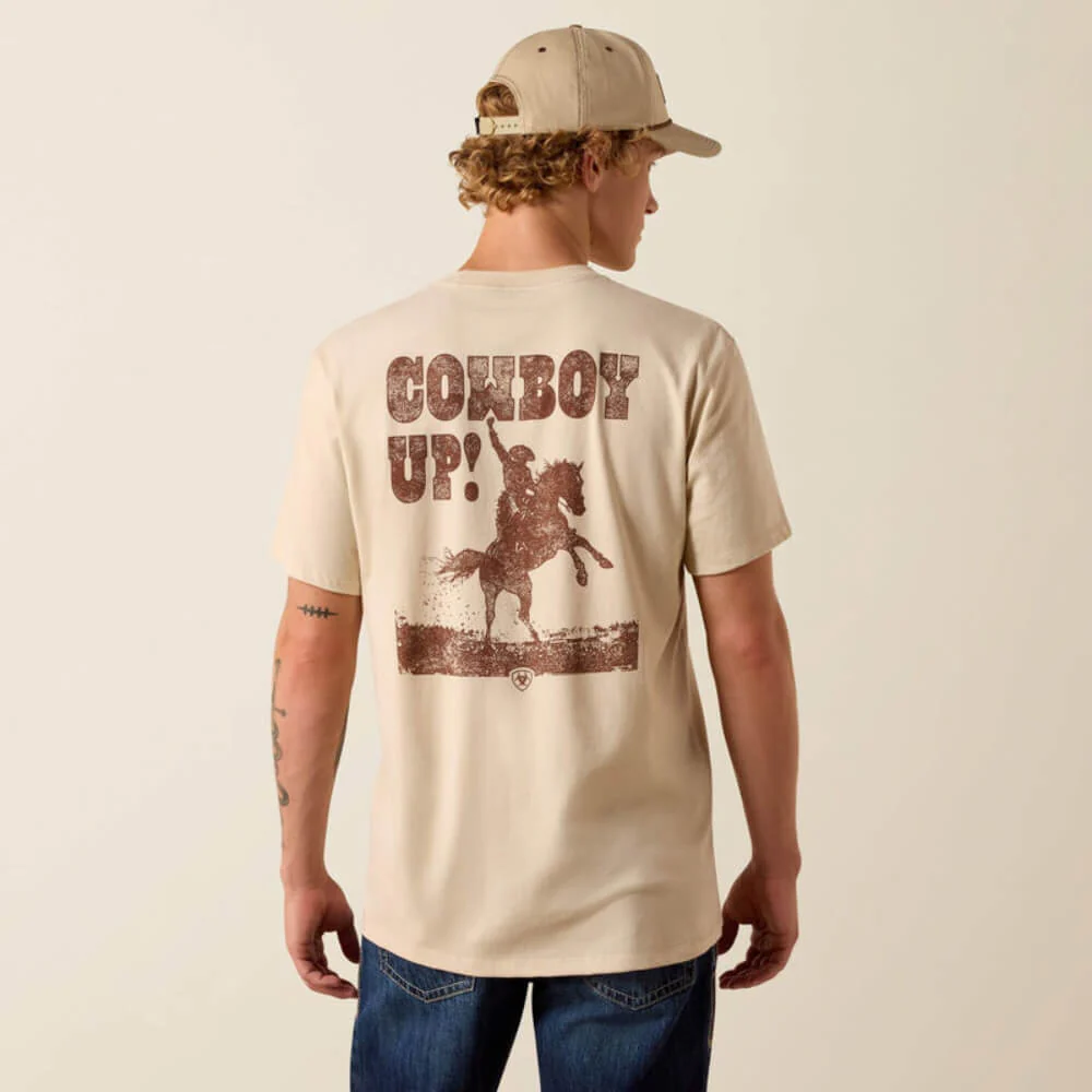Ariat Mens Cowboy Up Classic Fit T-Shirt Natural - 10073414 - Image 2
