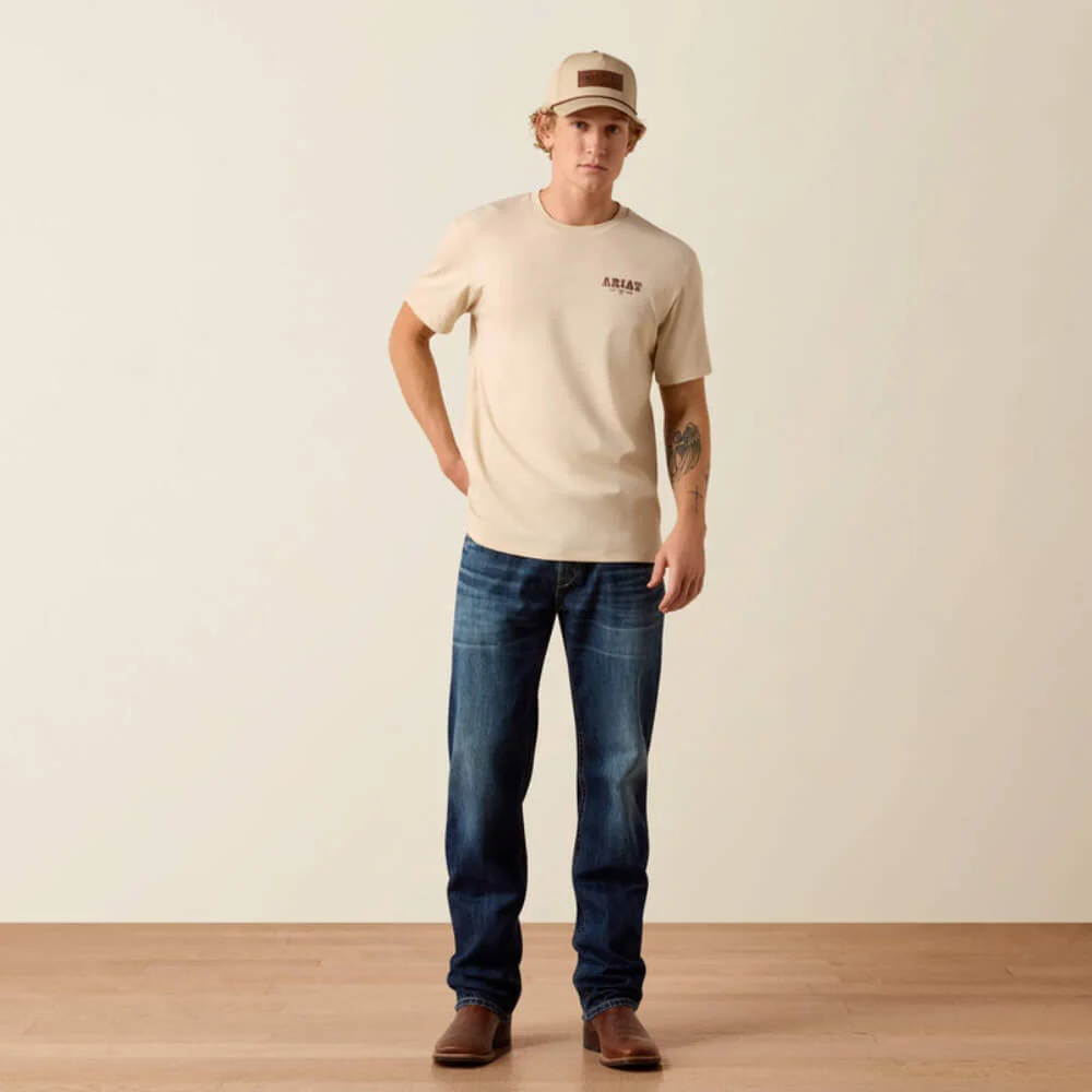 Ariat Mens Cowboy Up Classic Fit T-Shirt Natural - 10073414 - Image 3