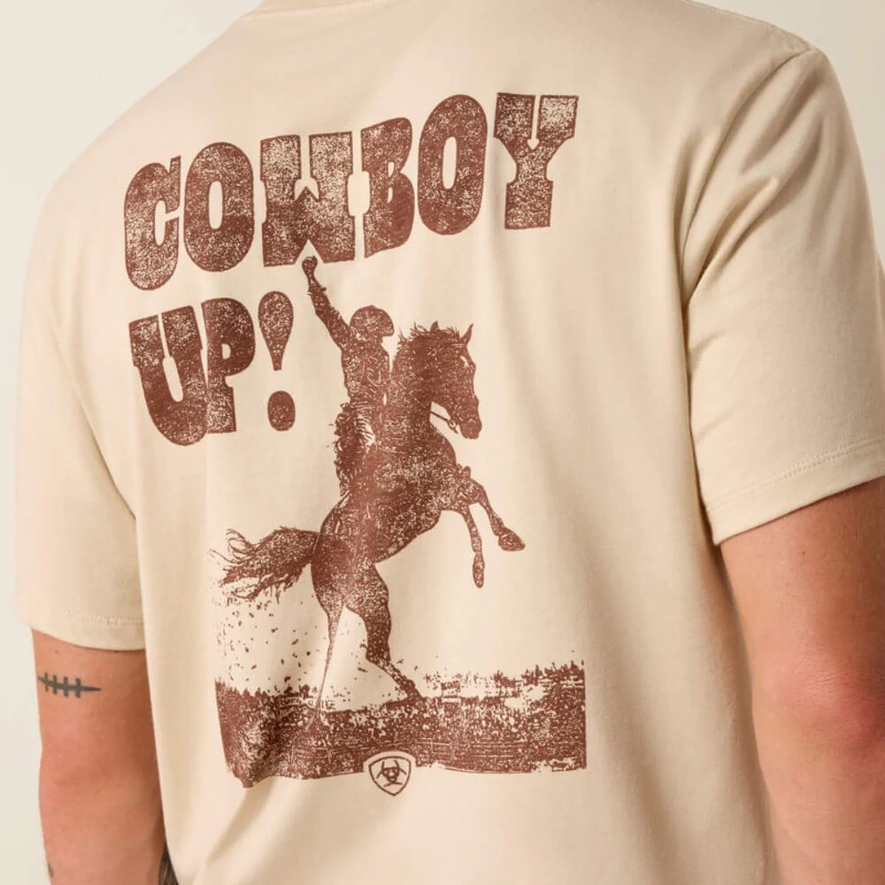 Ariat Mens Cowboy Up Classic Fit T-Shirt Natural - 10073414 - Image 4