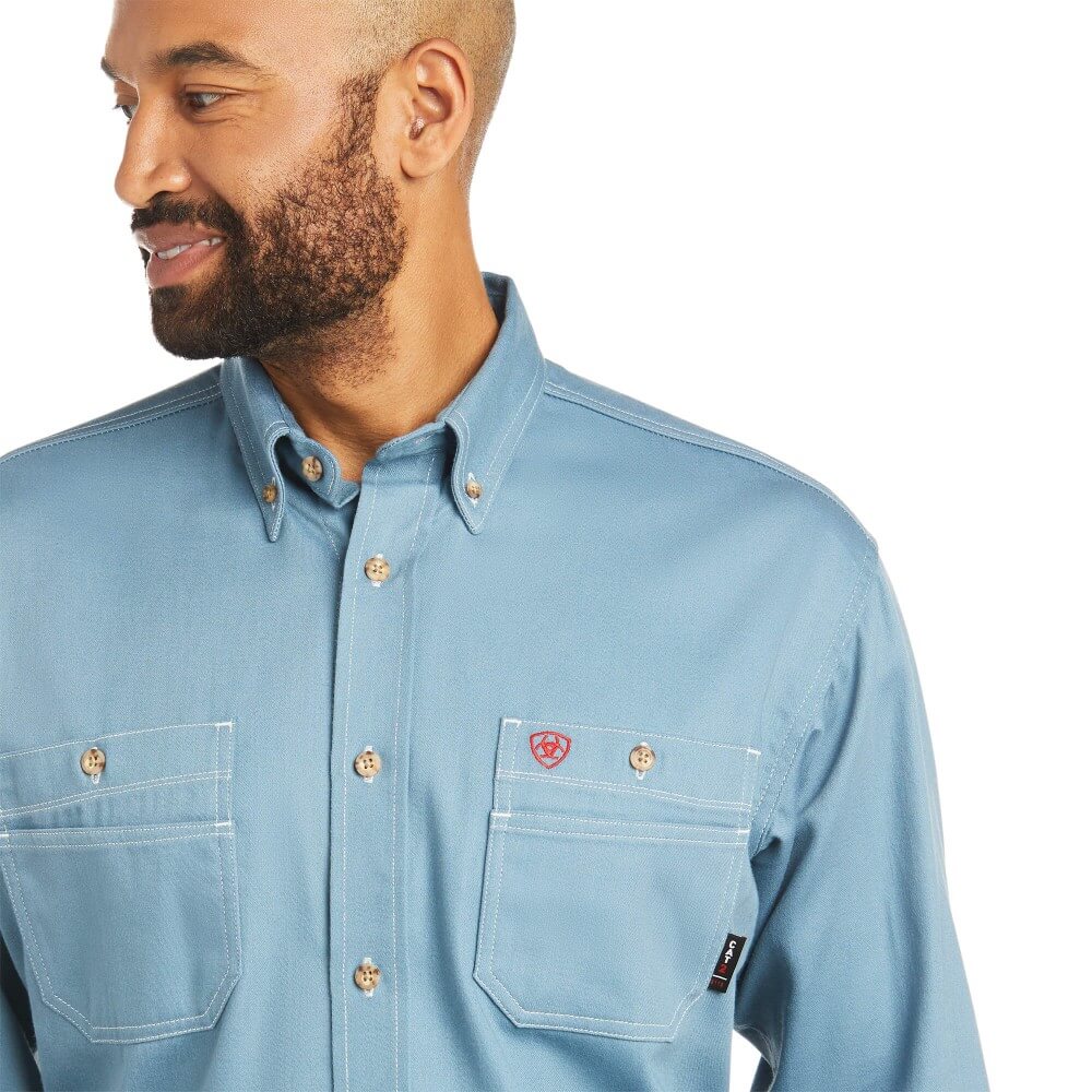 Ariat Mens FR Vented Work Shirt Blue - 10035433 - Image 3