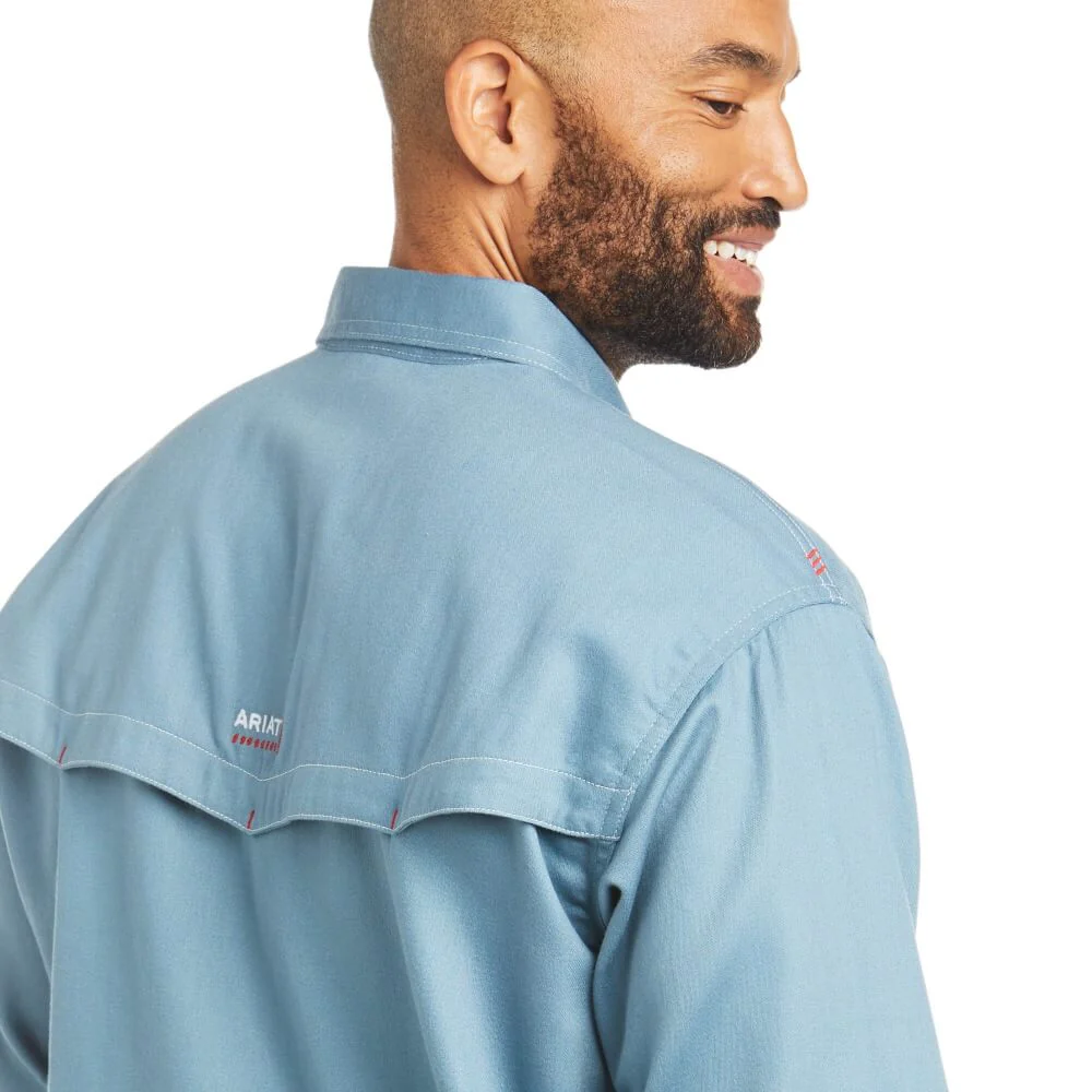 Ariat Mens FR Vented Work Shirt Blue - 10035433 - Image 4