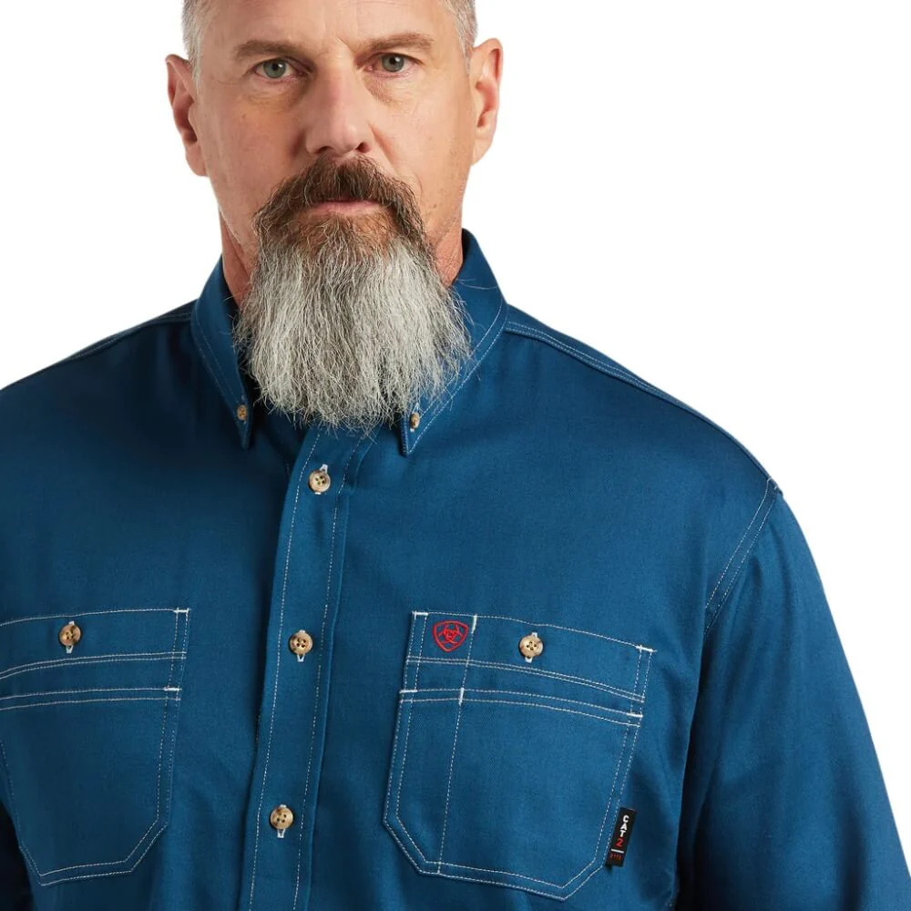 Ariat Mens FR Vented Work Shirt Skyfall Blue - 10039428 - Image 2