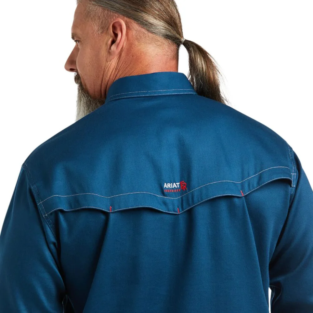 Ariat Mens FR Vented Work Shirt Skyfall Blue - 10039428 - Image 3