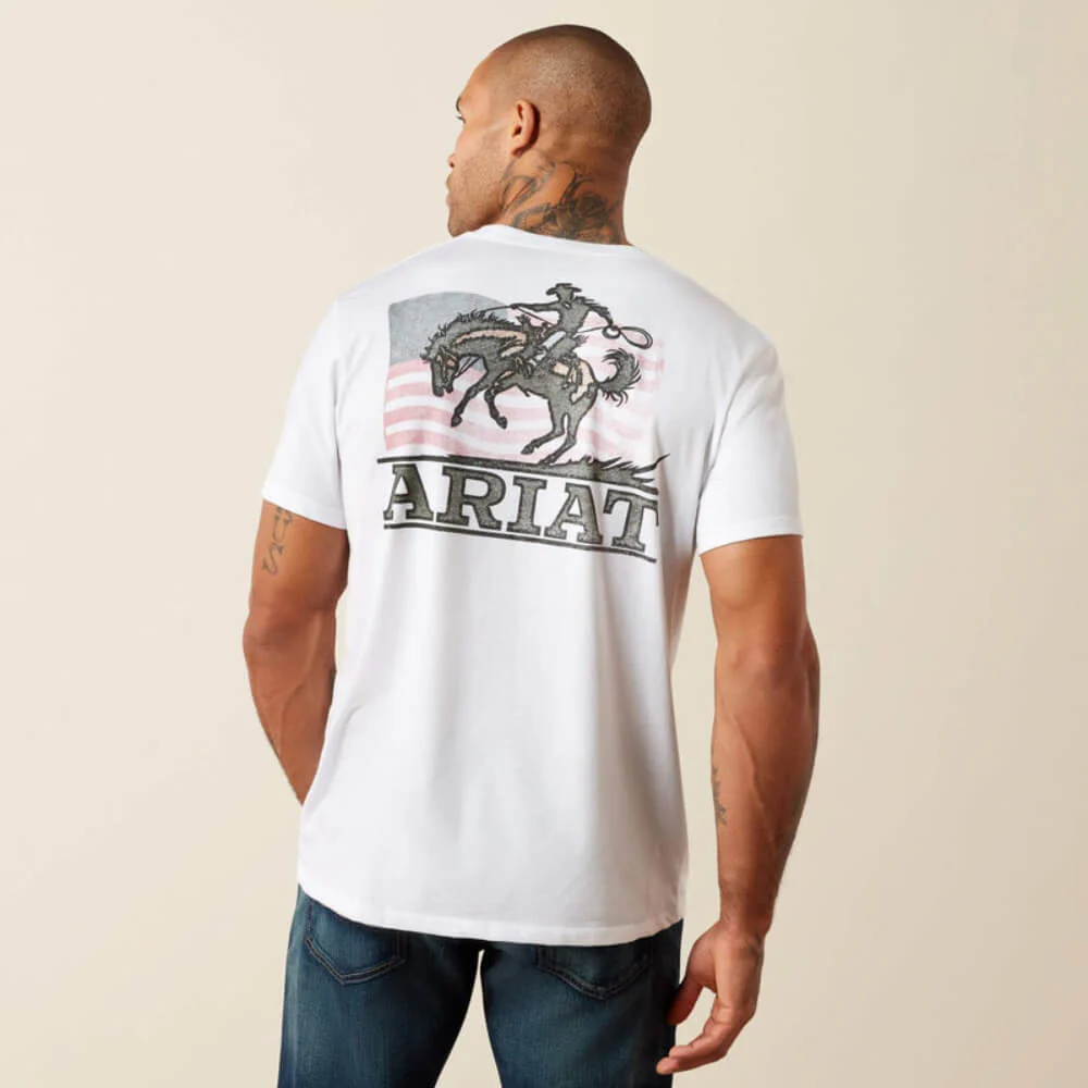 Ariat Mens Freedom Flow T-Shirt White - 10080253 - Image 2