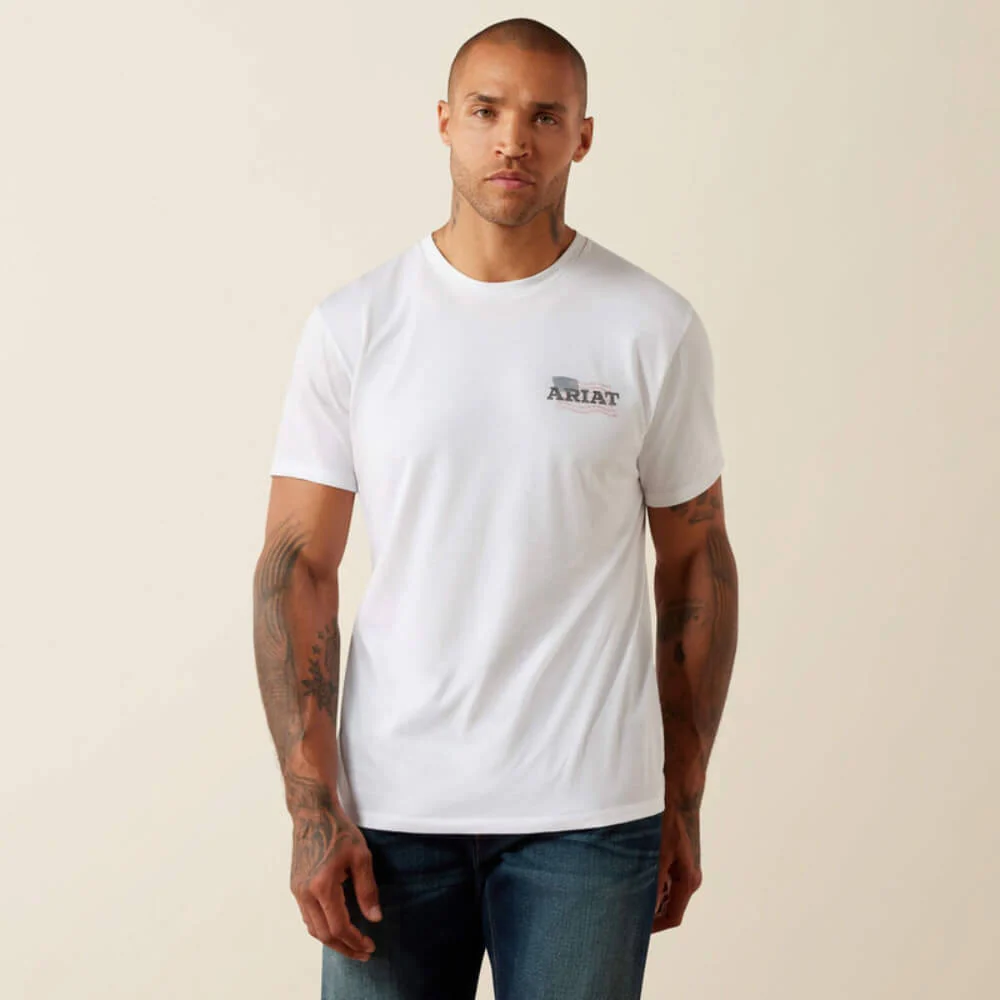 Ariat Mens Freedom Flow T-Shirt White - 10080253 - Image 3