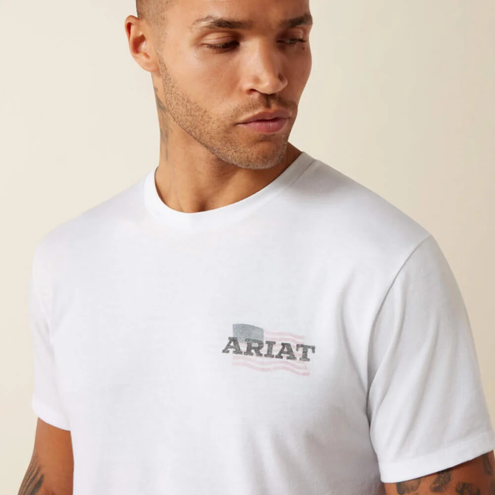 Ariat Mens Freedom Flow T-Shirt White - 10080253 - Image 5