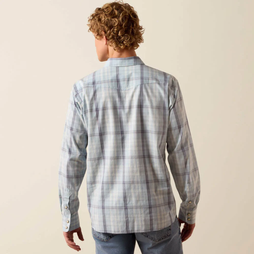 Ariat Mens Harry Retro Fitted Snap Shirt Light Blue - 10073579 - Image 2