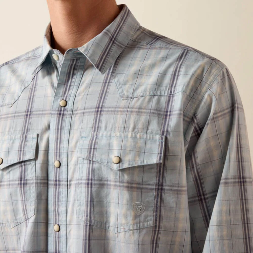Ariat Mens Harry Retro Fitted Snap Shirt Light Blue - 10073579 - Image 4