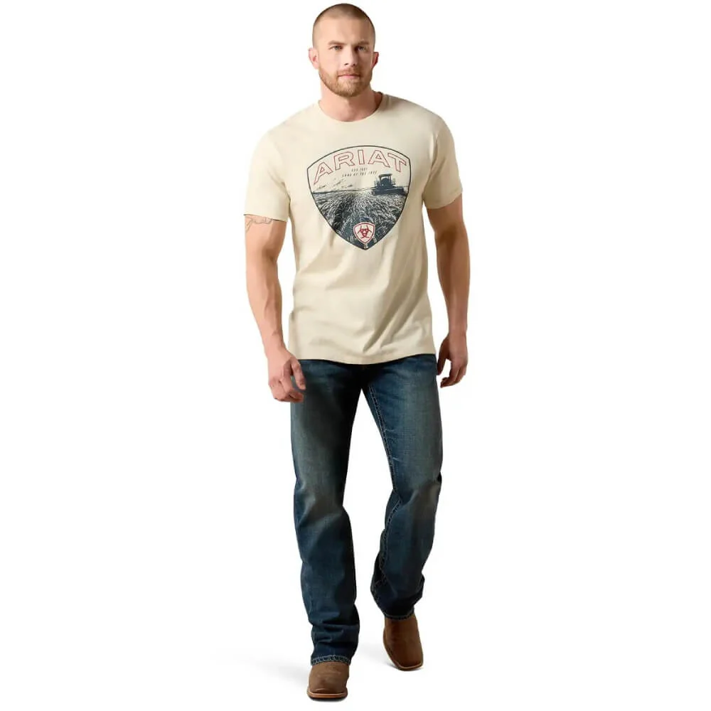 Ariat Mens Land of the Free Farm Shield T-Shirt Cream - 10071190 - Image 3