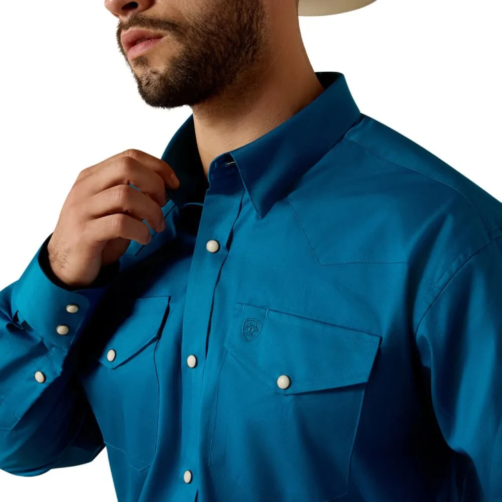 Ariat Mens Lightweight Twill Snap Shirt Seaport - 10071234 - Image 3