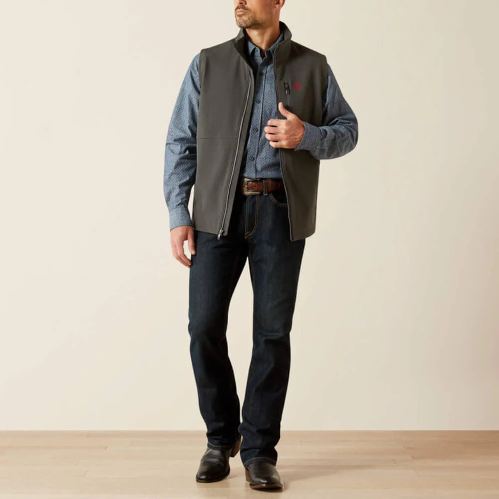 Ariat Mens Logo Softshell Vest Charcoal - 10062588 - Image 3