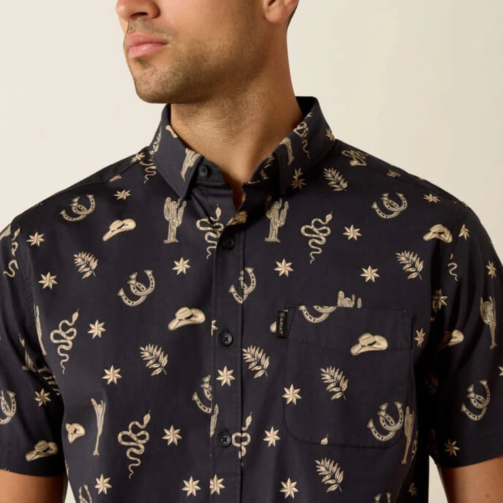 Ariat Mens Mathais Modern Fit Shirt Black - 10072727 - Image 4