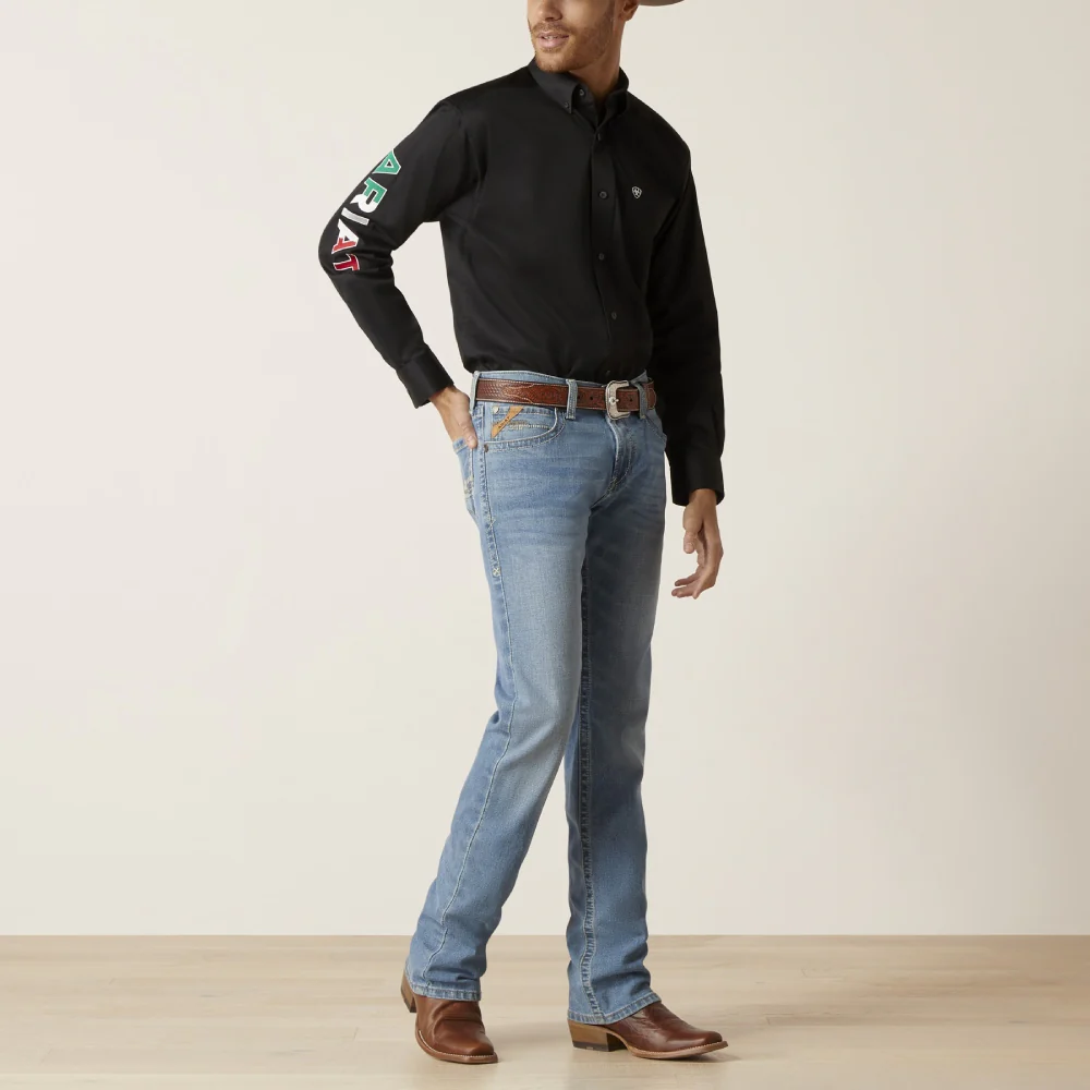 Ariat Mens Mexico Long Sleeve Shirt Black - 10038500 - Image 3