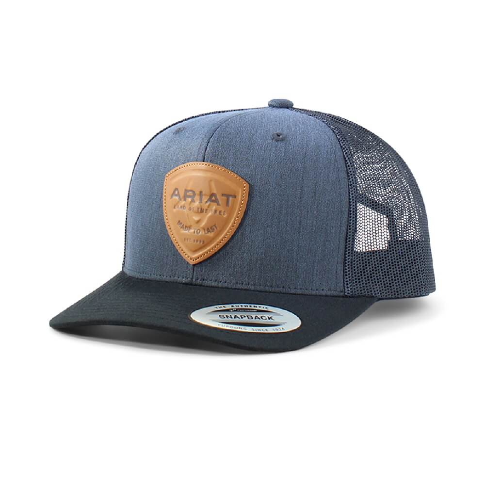 Ariat Mens Navy Leather Logo Patch Cap - A300065427