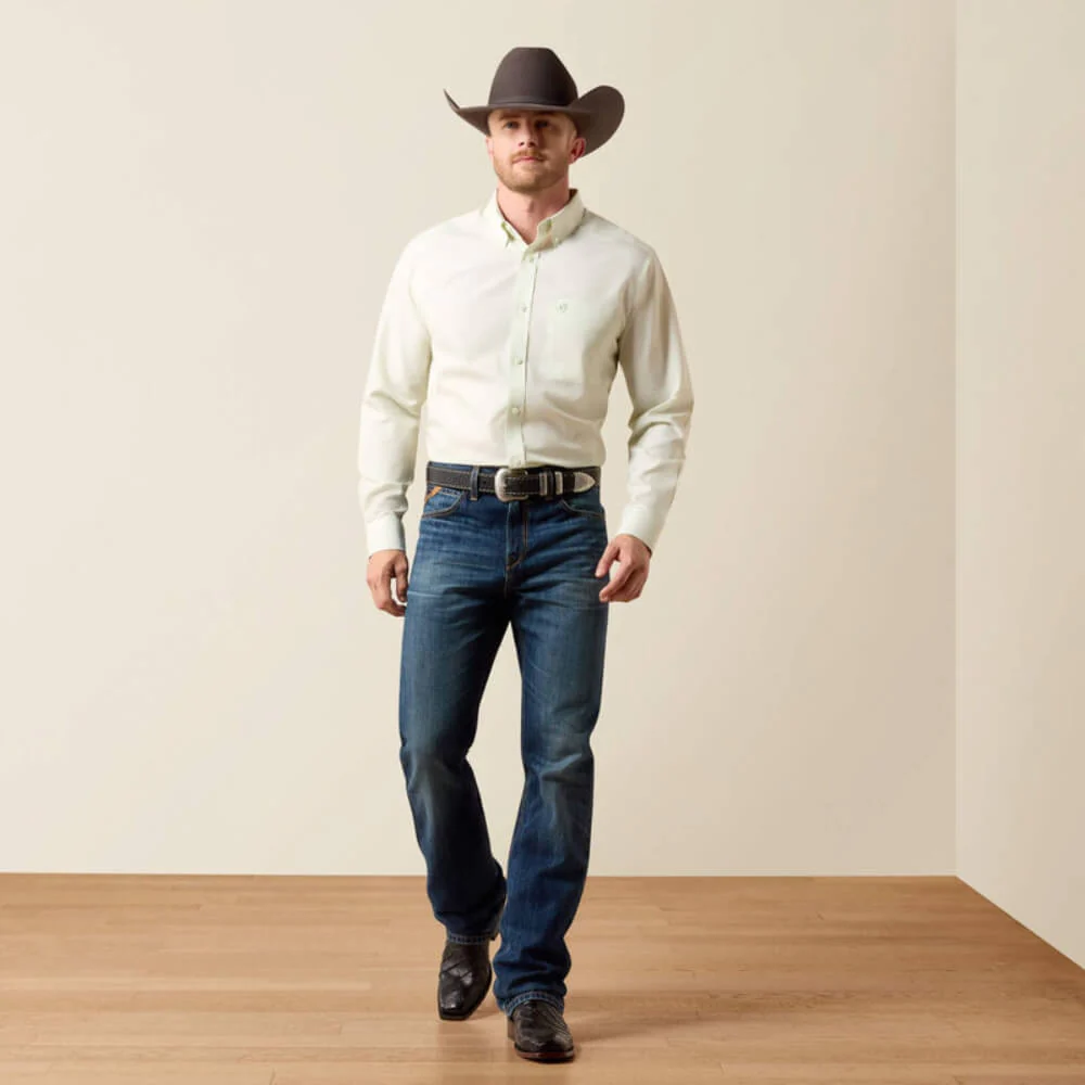 Ariat Mens Oxford Solid Fitted Shirt Laurel Green - 10073500 - Image 3