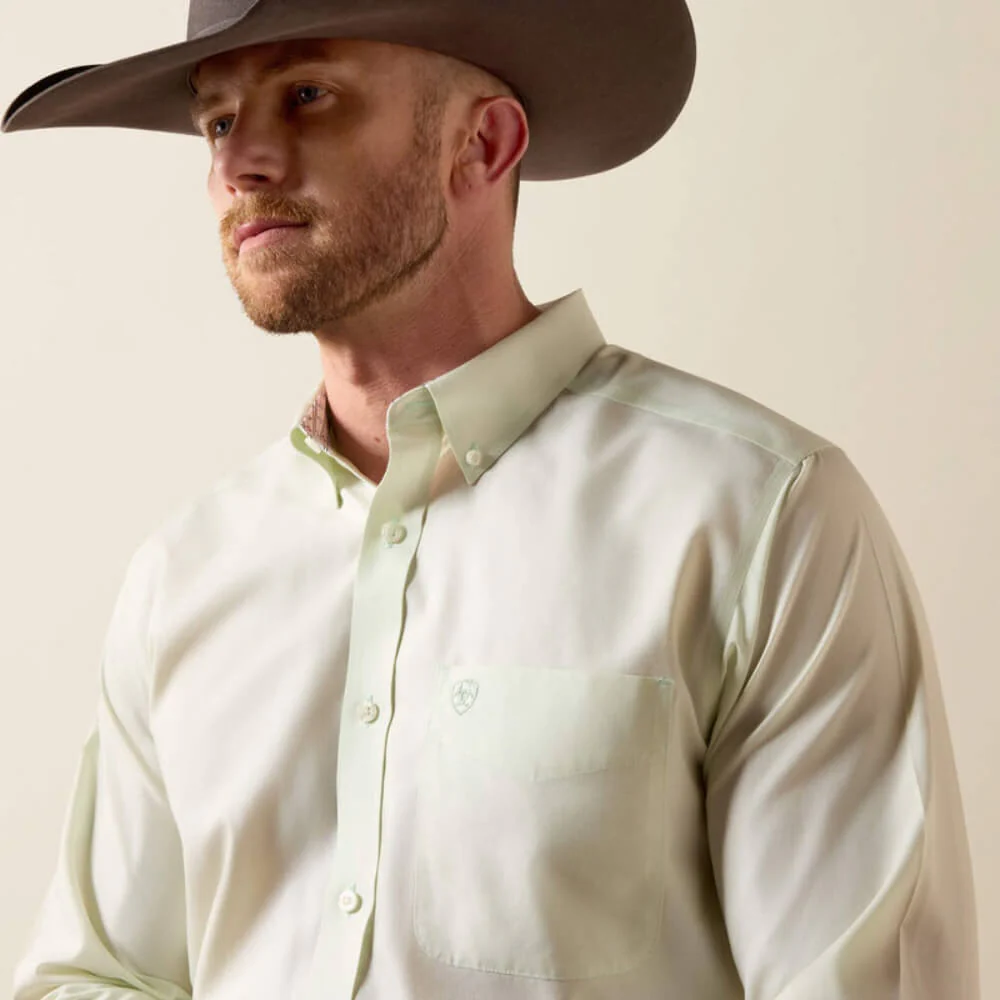 Ariat Mens Oxford Solid Fitted Shirt Laurel Green - 10073500 - Image 4