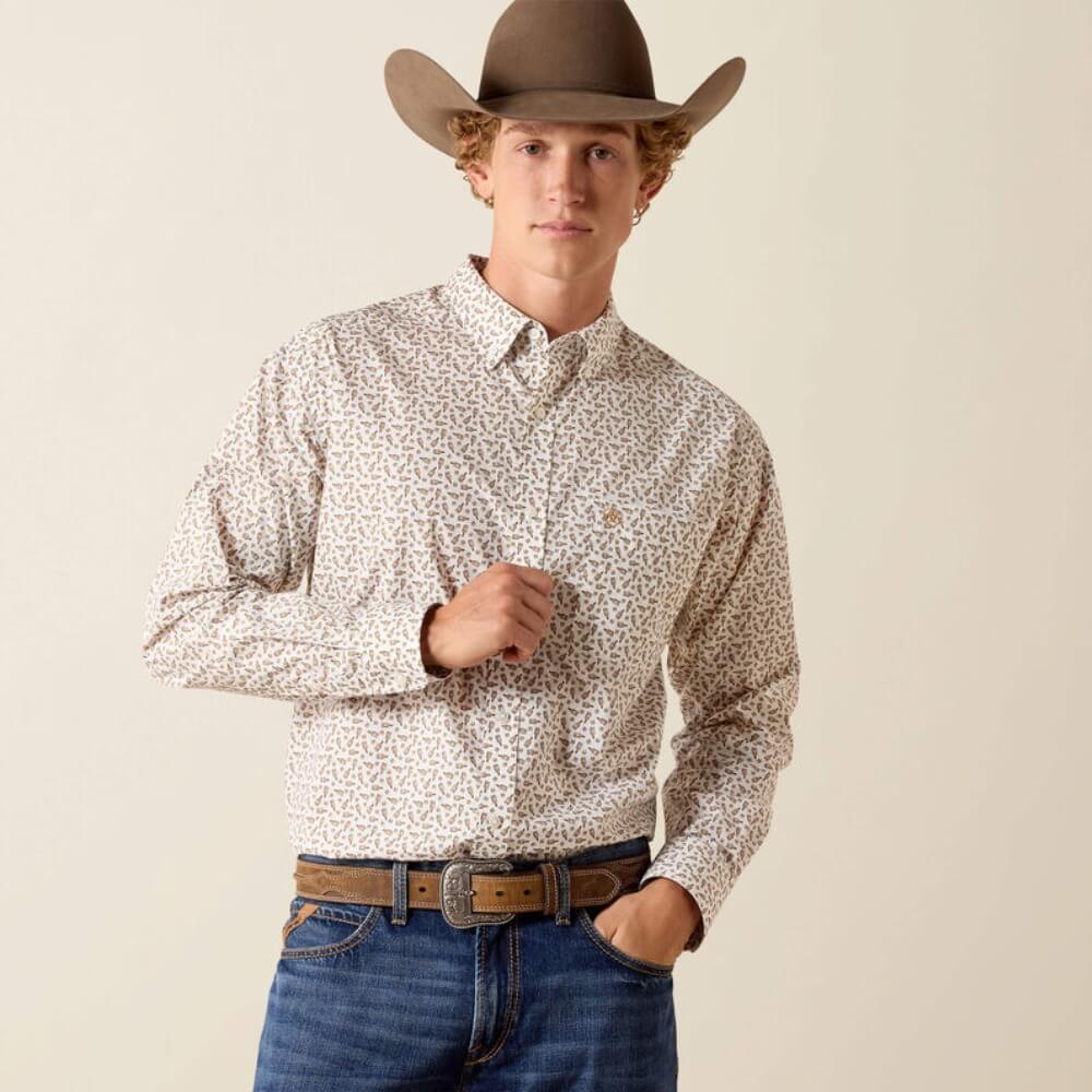 Ariat Mens Pancho Classic Fit Shirt White Bottles Print - 10071603