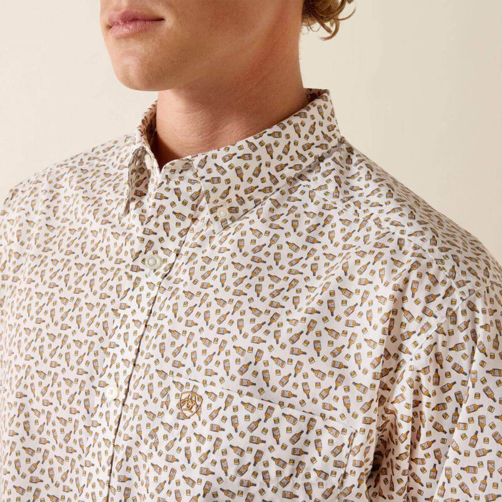 Ariat Mens Pancho Classic Fit Shirt White Bottles Print - 10071603 - Image 4