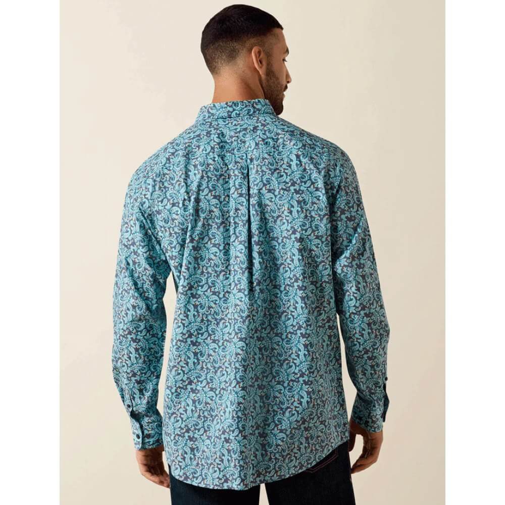 Ariat Mens Phelps Classic Fit Shirt Paisley Print Blue - 10071602 - Image 2