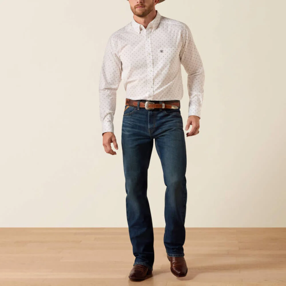 Ariat Mens Prime Fitted Shirt White Geo Dot - 10071596 - Image 3