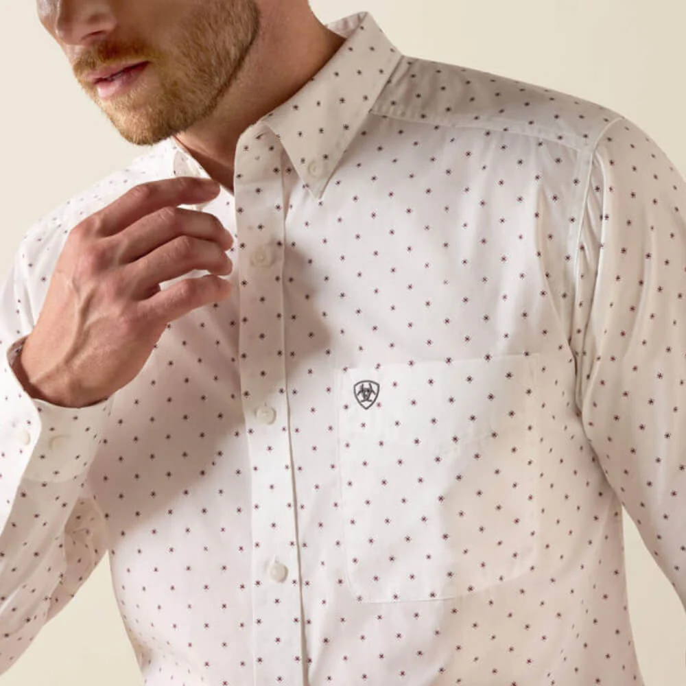 Ariat Mens Prime Fitted Shirt White Geo Dot - 10071596 - Image 4