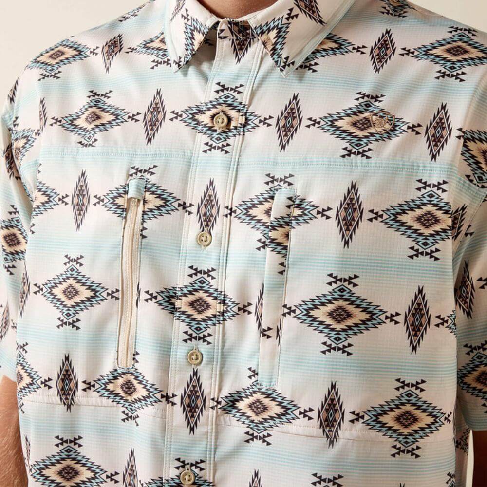 Ariat Mens Printed VentTEK Classic Fit Shirt Off White - 10071056 - Image 6
