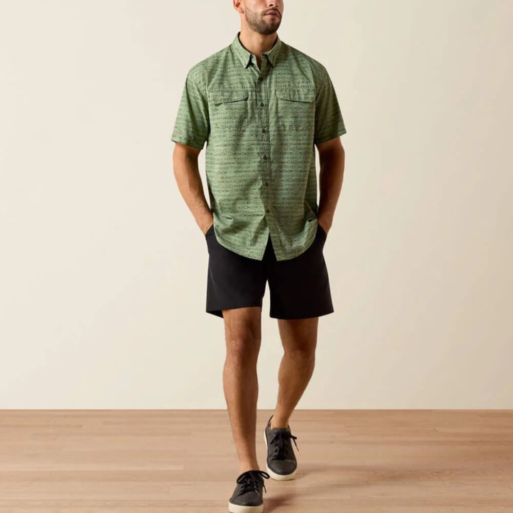 Ariat Mens Printed VentTEK Outbound Shirt Green - 10071053 - Image 3