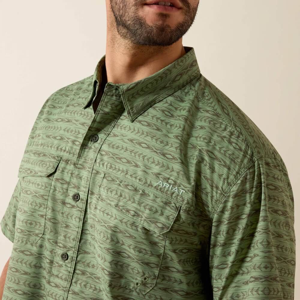 Ariat Mens Printed VentTEK Outbound Shirt Green - 10071053 - Image 4