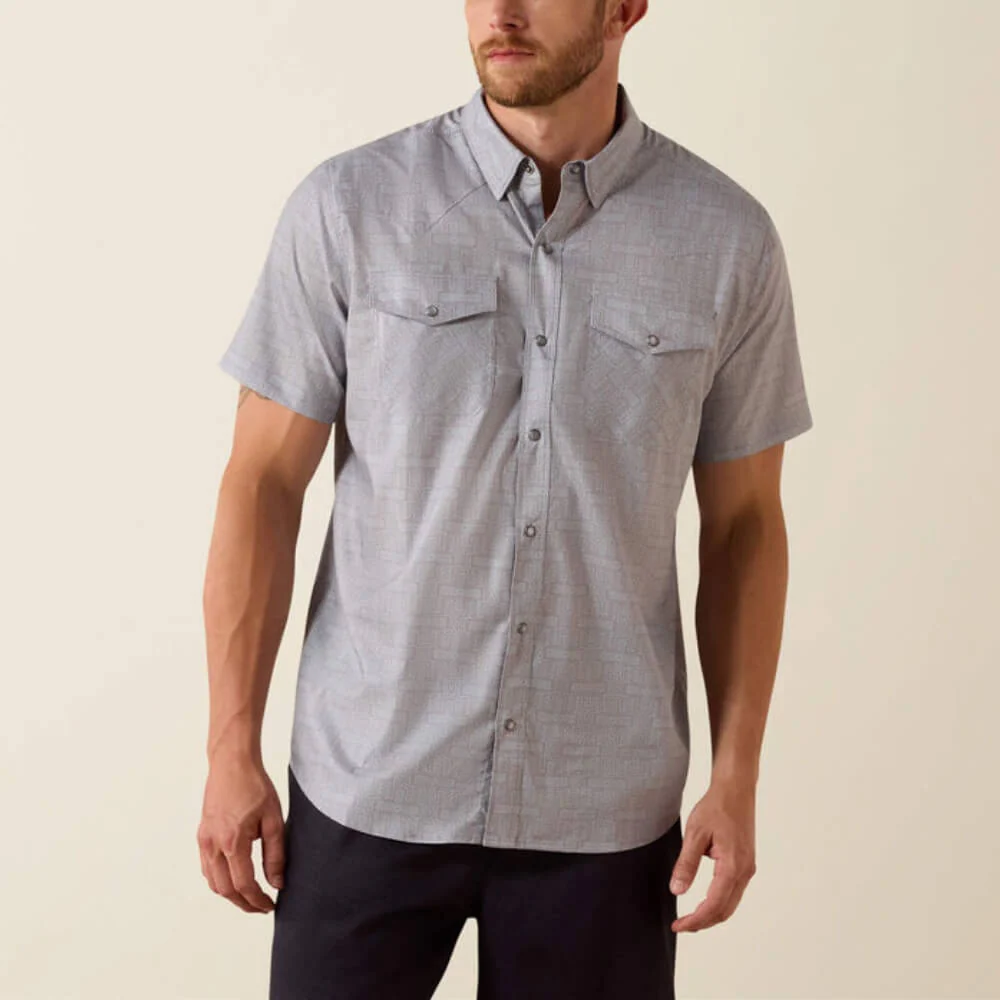 Ariat Mens Printed VentTEK Western Fitted Snap Shirt Sky Rocket - 10071044