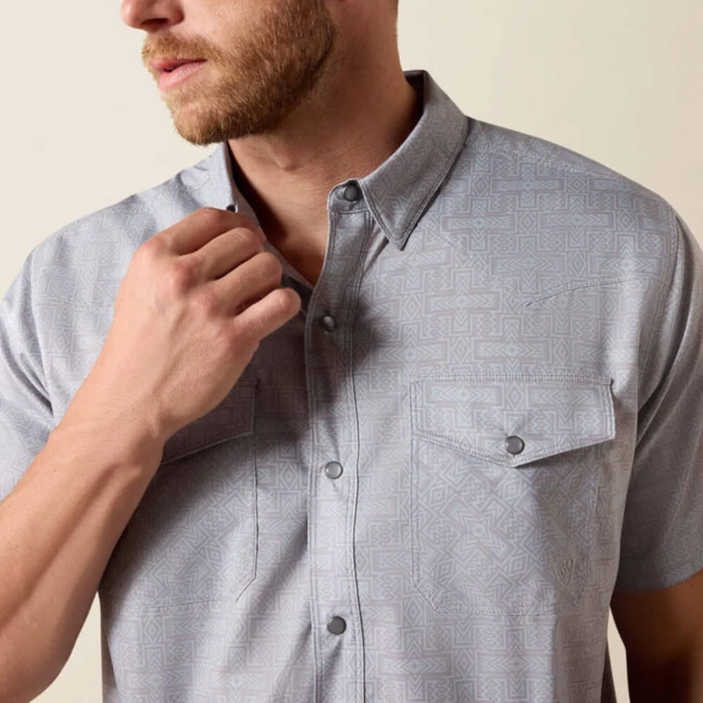 Ariat Mens Printed VentTEK Western Fitted Snap Shirt Sky Rocket - 10071044 - Image 4