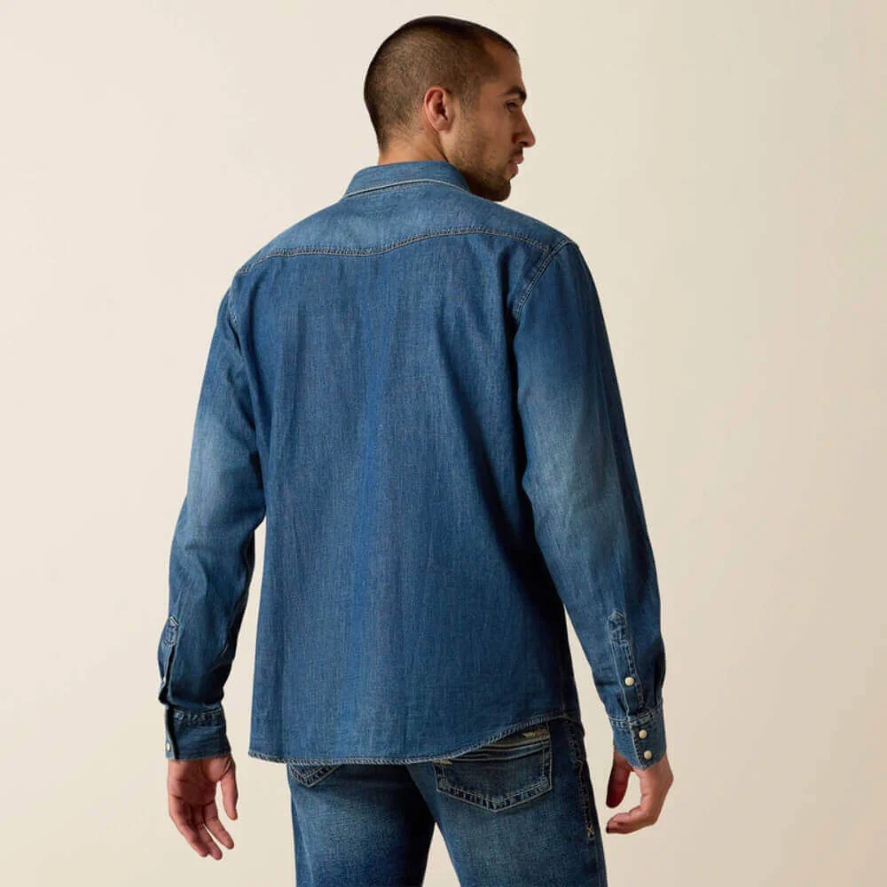 Ariat Mens Retro Fit Shirt Denim - 10033464 - Image 3