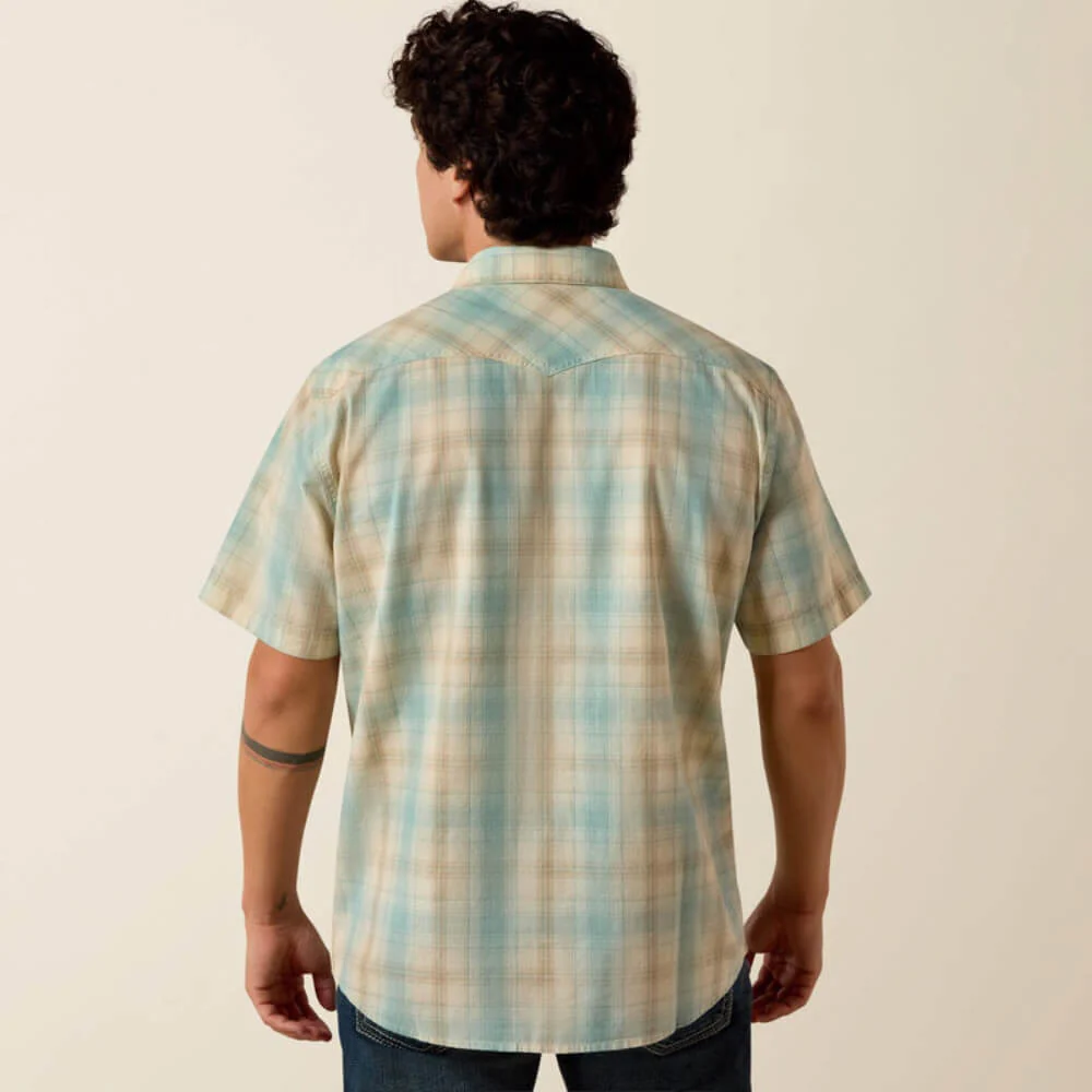 Ariat Mens Retro Hartman Fitted Snap Shirt Aquifer Plaid - 10073575 - Image 2