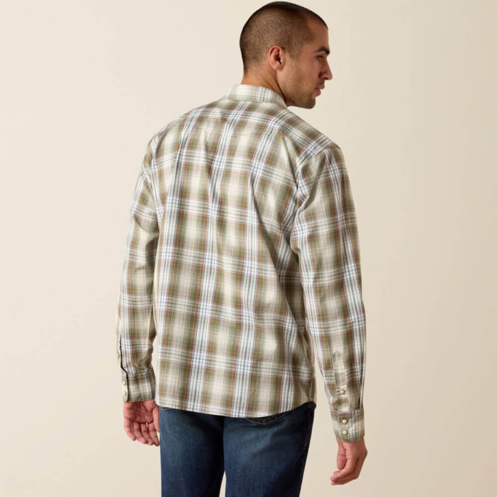 Ariat Mens Retro Holt Fitted Snap Shirt Four Leaf Clover Plaid - 10071643 - Image 2