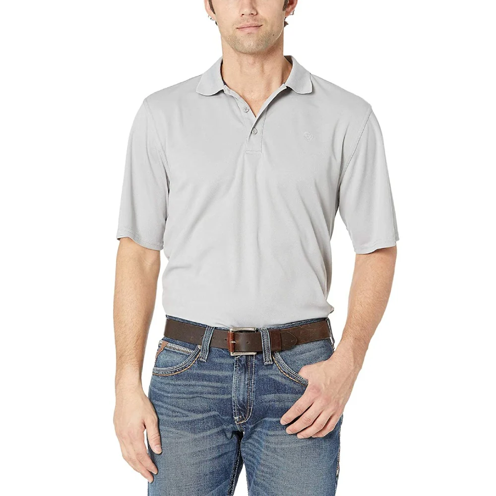 Ariat Mens Short Sleeve Tek Polo Shirt Grey - 10022001