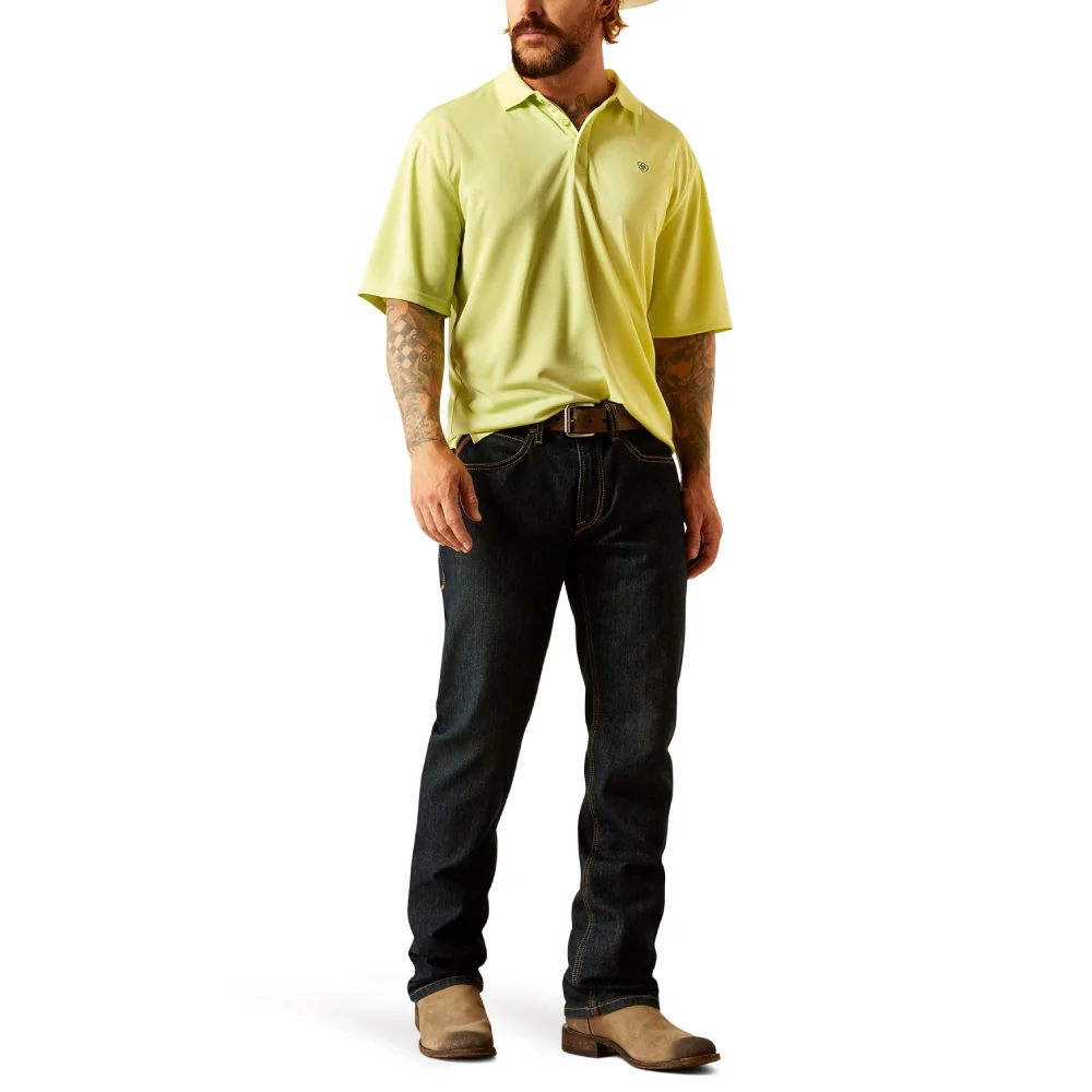 Ariat Mens TEK  Polo Shirt Lime - 10055254 - Image 3
