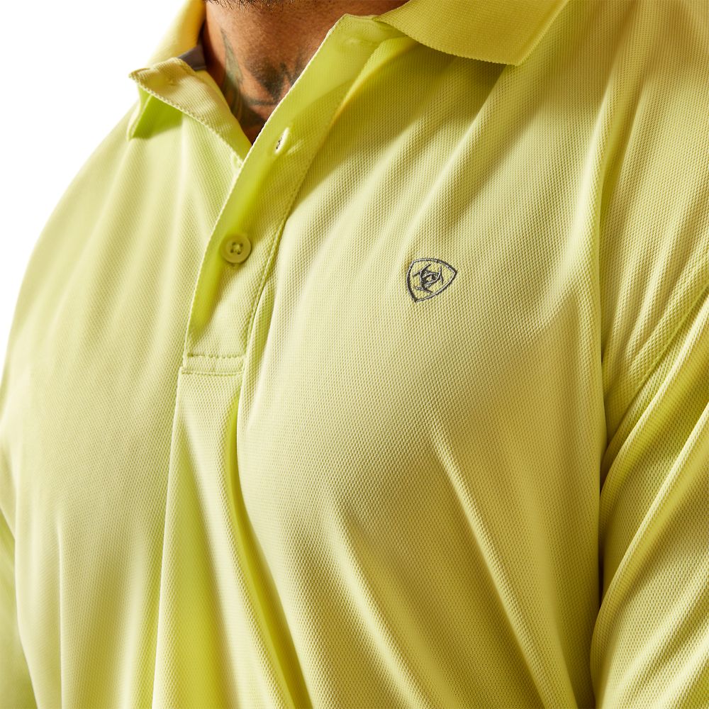 Ariat Mens TEK  Polo Shirt Lime - 10055254 - Image 4