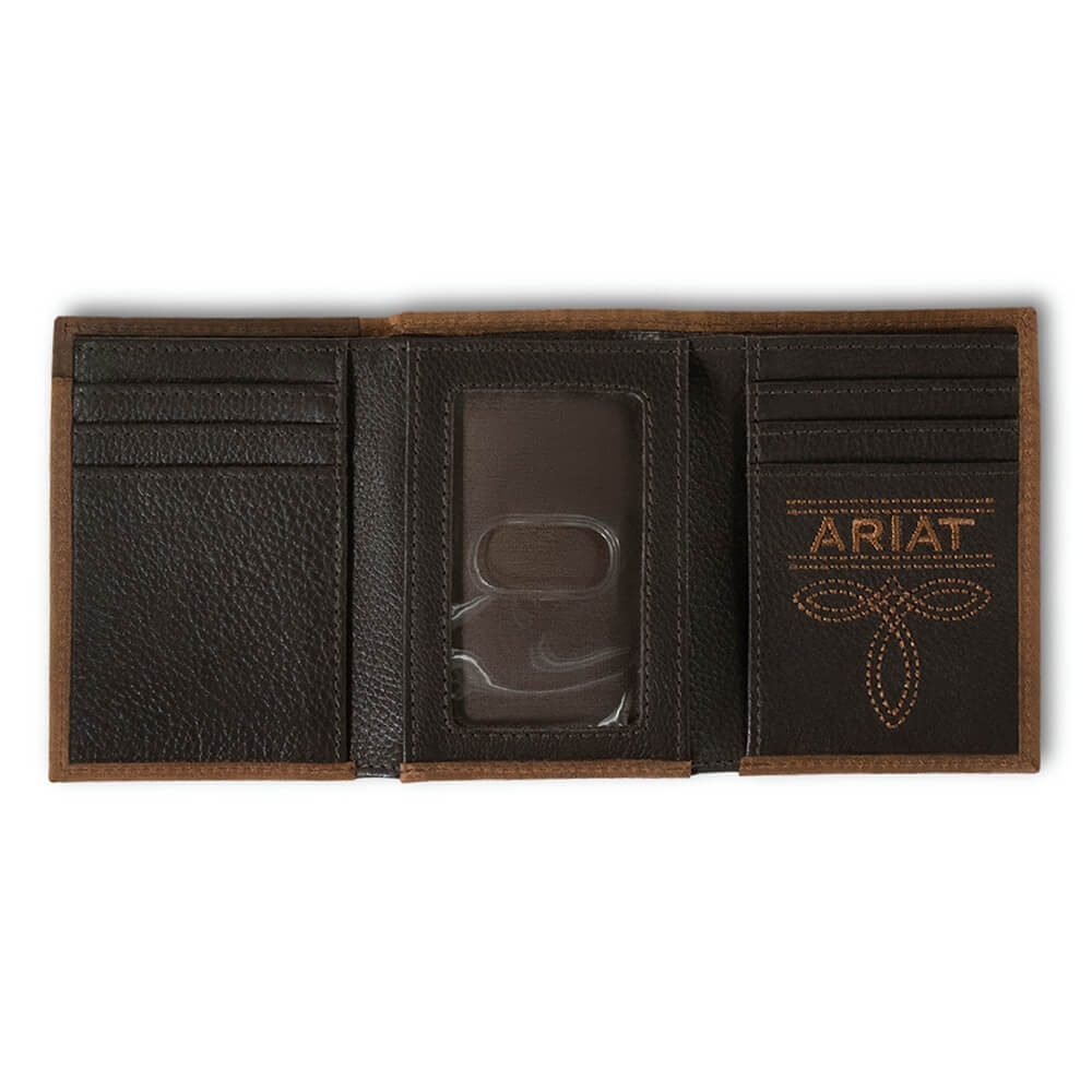 Ariat Mens Tri-fold Wallet Brown - A35621282 - Image 2